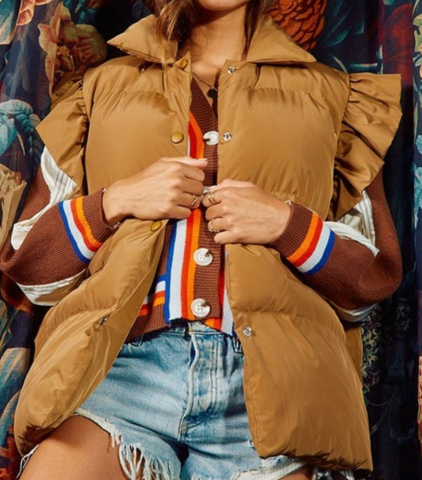 Ruffled Sleeve Puff Vest The Rack Clothing Essentials