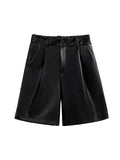 Loose Fit High-Waisted Pleated Shorts - Size Medium