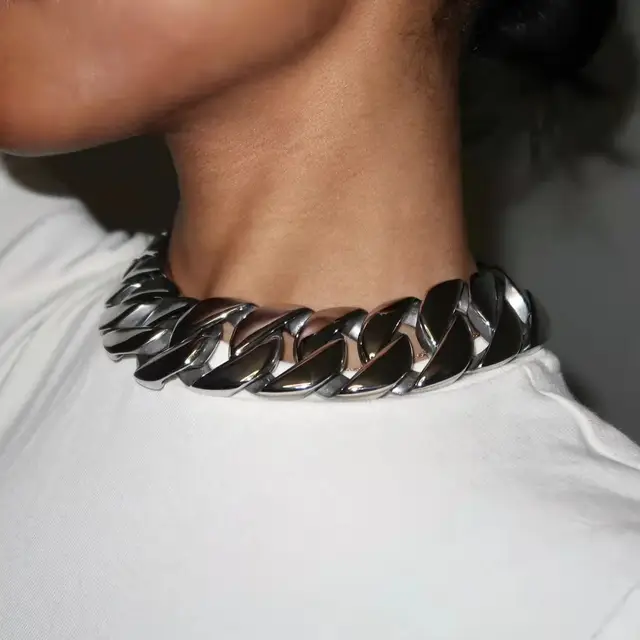Sliver Chunky Large Link Chain Necklace
