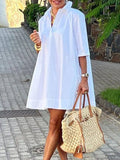 Solid Color Lapel Mini Dresses