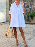 Solid Color Lapel Mini Dresses