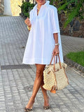 Solid Color Lapel Mini Dresses
