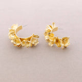Gold Metal Flower Hoop Earrings