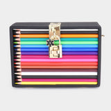 Rainbow Colored Pencil Box Clutch Bag