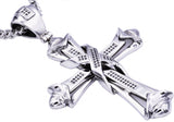 Men's Stainless Steel Cross Pendant With Black Cubic Zirconia