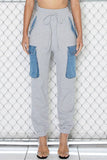 Denim Contrast Cargo Joggers
