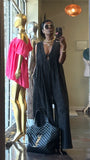 Black/Charcoal V Neck Sleeveless Jumpsuit