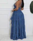 The Belle Denim Maxi Dress