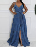 The Belle Denim Maxi Dress