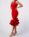 Red Midi Bodycon Dress
