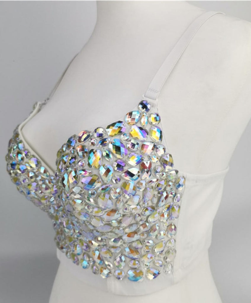 White Jeweled Bustier Top
