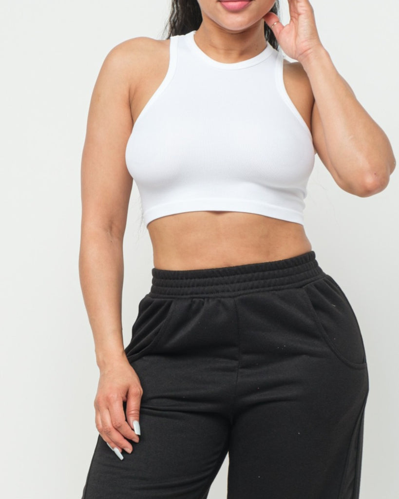 Ribbed White Seamless Crop Top