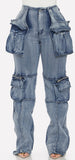 Multi Pocket Cargo Denim Jeans