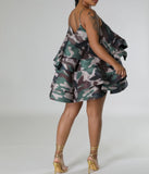 Ruffled Camo Halter Dress