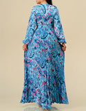 Paisley Print Long Sleeve Maxi Dress