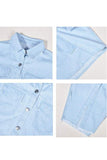 Denim V-Shape Sleeveless Button-up Shirt