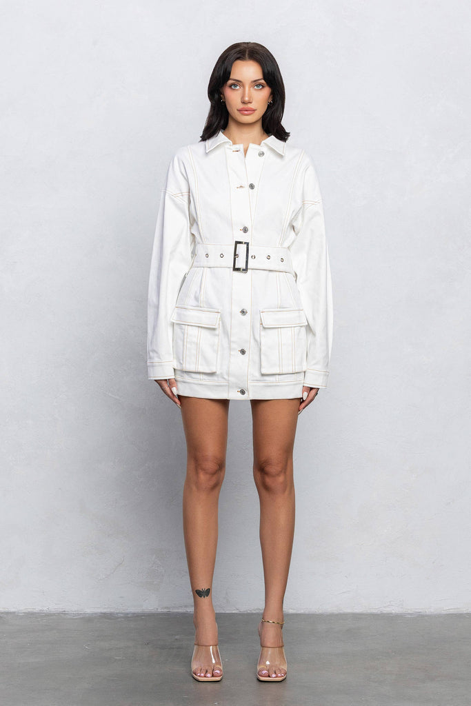Contrast stitch cargo mini dress w/ belt – The Rack Clothing Essentials Contrast stitch cargo mini dress w/ belt – The Rack Clothing Essentials