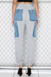 Denim Contrast Cargo Joggers