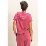 Acid Washed Sleeveless Hooded Kangaroo Pocket Top