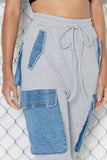 Denim Contrast Cargo Joggers