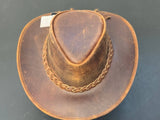 Reddish Brown Leather Western Outback Cowboy Hat - Size Large