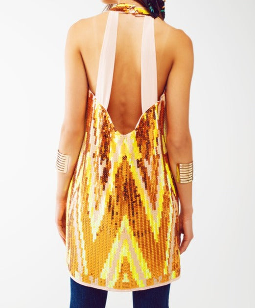 Golden-sequin-party-dress