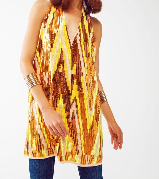 Golden-sequin-party-dress