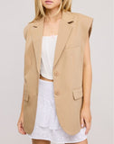 Oversized Sleeveless Blazer Vest - Tailored Sophistication