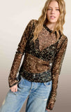 Sheer Leopard Print Long Sleeve Top