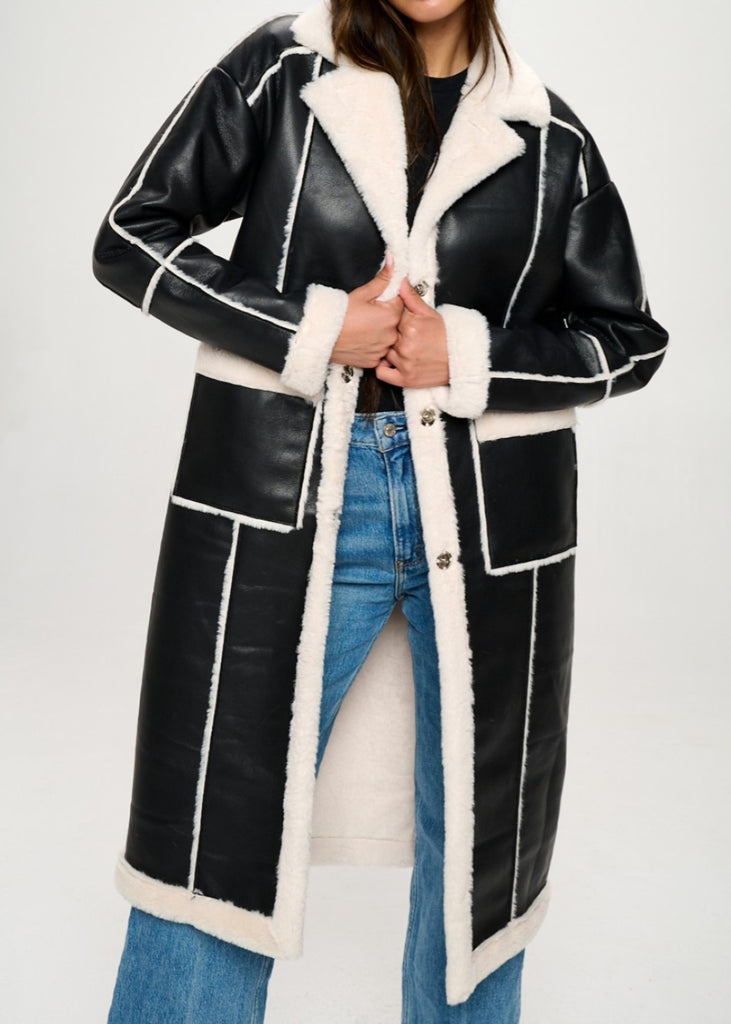 Vegan Leather and Fur Coat
