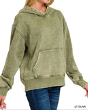 Acid Wash Fleece Hoodie and Palazzo Sweatpants - Set