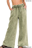 Acid Wash Fleece Hoodie and Palazzo Sweatpants - Set