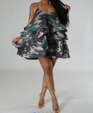 Ruffled Camo Halter Dress