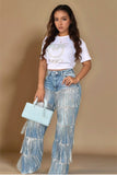 Mid-rise Denim Fringe Detailed Jeans