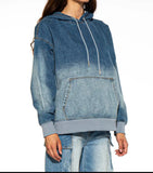 Oversized Ombre Fade Denim Hoodie