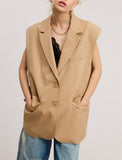 Oversized Sleeveless Blazer Vest - Tailored Sophistication