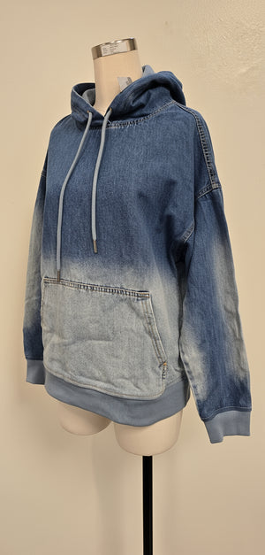 Oversized Ombre Fade Denim Hoodie