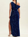 Royal Blue Velvet Sequin Maxi Dress