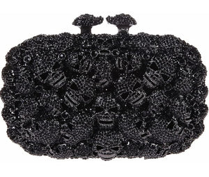 Midnight Skull Luxe - Crystal Embellished Evening Clutch
