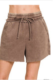 Acid Wash Fleece Shorts - Color: Mocha
