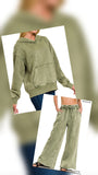 Acid Wash Fleece Hoodie and Palazzo Sweatpants - Set