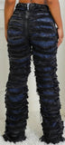 Extreme Distressed High-Waist Denim Jeans - Blue Black