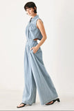 Blue Horizon Wide-Leg Denim Jumpsuit
