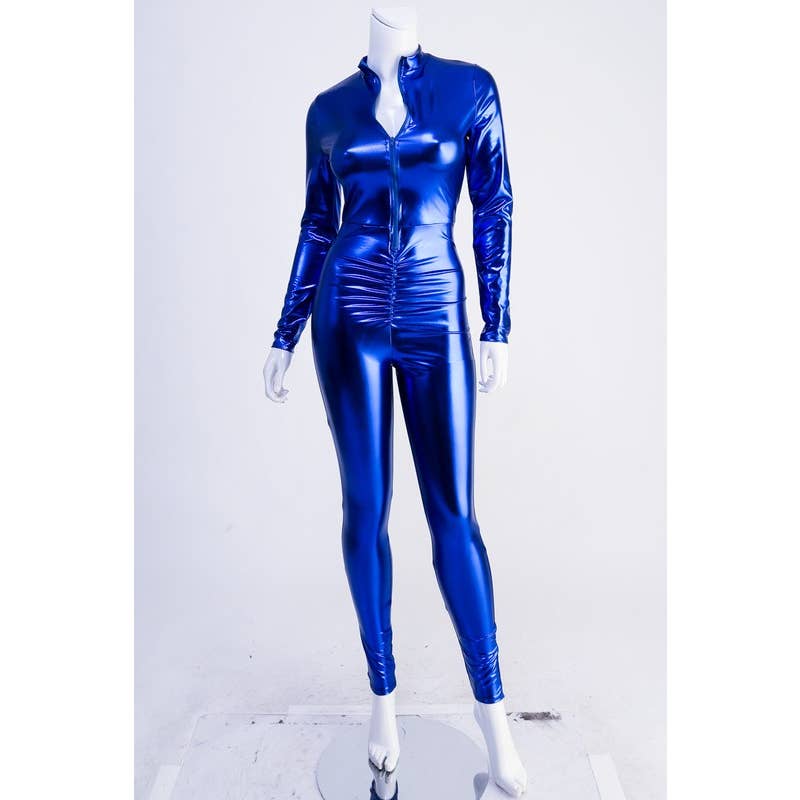 Electric Blue Metallic Jumpsuit