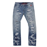 Big and Tall All Over Shredded Jeans - Light Wash