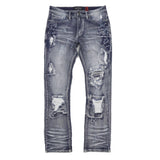 Big and Tall Distressed Denim Jeans-Dark Wash