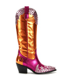 KNOX-PINK MULTI WITH RHINESTONE DETAIL WESTERN COWGIRL BOOTS