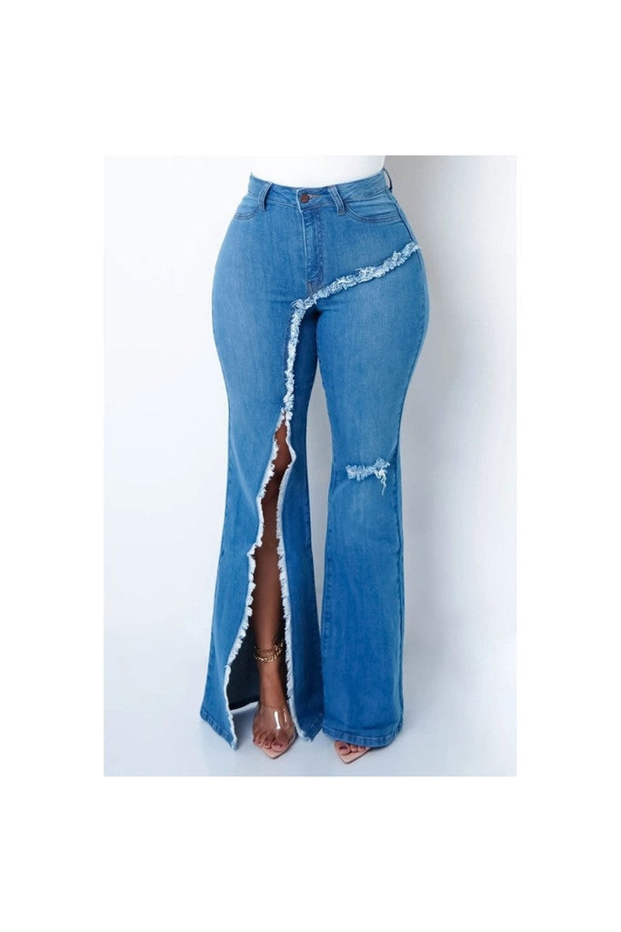 Plus Size Sexy Destroyed Bell Bottom Jeans