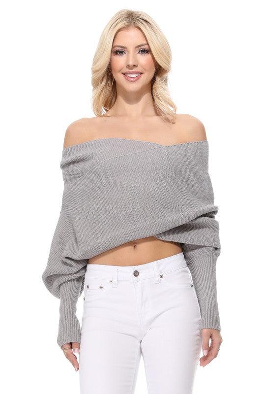 Long Sleeve Knitted Sweater Wrap-Scarf