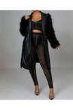 Faux Leather and Fur Jacket